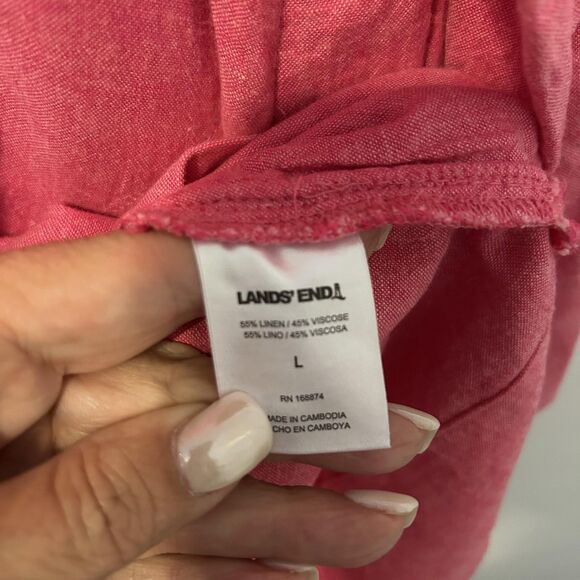 Lands End Tunic Shirt Womens Large Pink Linen Viscose beach coastal travel boho - Picture 8 of 11